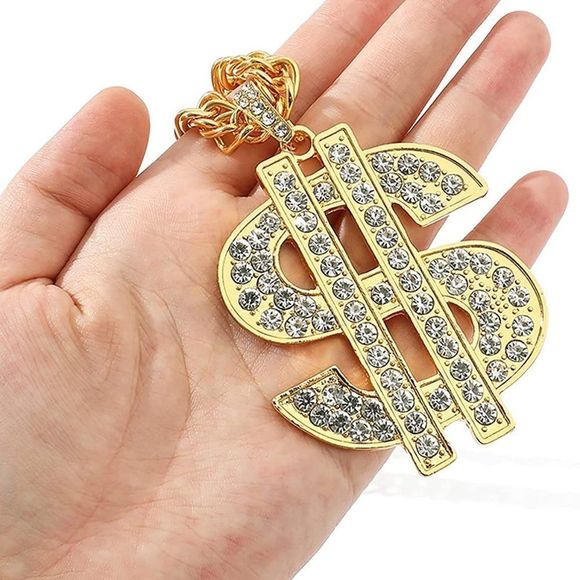 Gold Chain  with Dollar Sign,Golden Ultra Luxury Looking Feeling Real Necklace - Picture 3 of 4